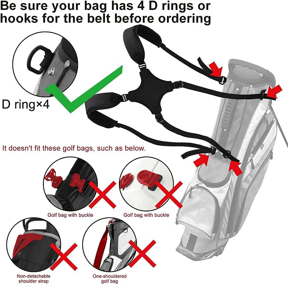 Golf Bag Straps, Universal Replacement Double Shoulder Single Shoulder Straps, Golf Bag Carry Strap