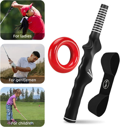 Golf Club Swing Weight Ring Warm up Trainer Aid for Women Men Black Value 1 Pack, Weighted Golf Training Tool for Golfer Indoor Outdoor Practice (3 Pack Right Handed Red)