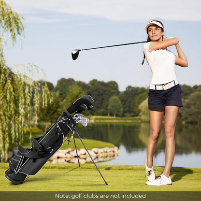 Golf Stand Bag, 4 Way Divider Golf Bag with 4 Zippered Pockets, Cooler Bag, Rain Hood & Padded Shoulder Strap, Lightweight Portable Pitch N Putt Golf Clubs Bag for Men/Women