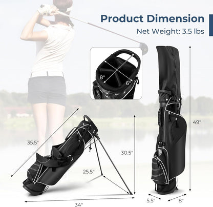 Golf Stand Bag, 4 Way Divider Golf Bag with 4 Zippered Pockets, Cooler Bag, Rain Hood & Padded Shoulder Strap, Lightweight Portable Pitch N Putt Golf Clubs Bag for Men/Women