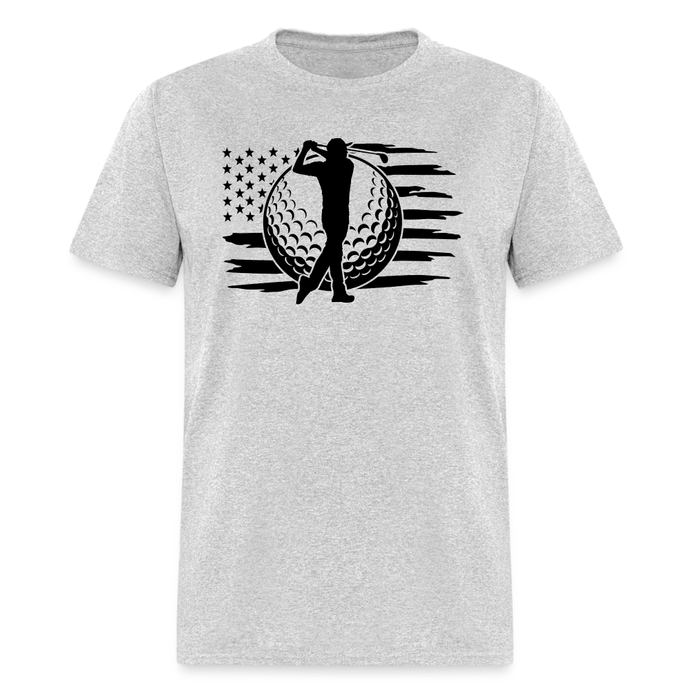 Golfer American Flag T-Shirt - heather gray