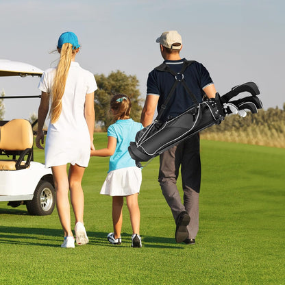 Golf Stand Bag, 4 Way Divider Golf Bag with 4 Zippered Pockets, Cooler Bag, Rain Hood & Padded Shoulder Strap, Lightweight Portable Pitch N Putt Golf Clubs Bag for Men/Women