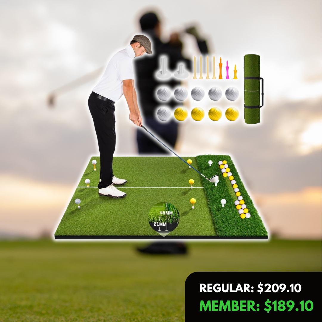 Premium Dual-Turf Golf Mat with Ball Tray