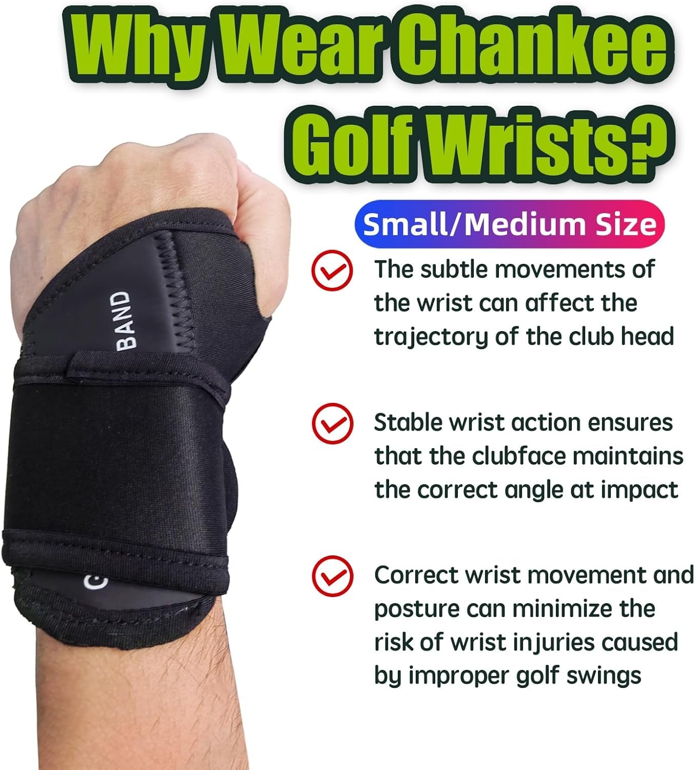 Golf Wrist Training Aid, Golf Swing Training Aid,Adjustable Golf Wrist Brace, Wrist Band for Swing Correction, Alignment Practice Tools for Golf Beginners, Fit Left Hand, Small/Medium, Black