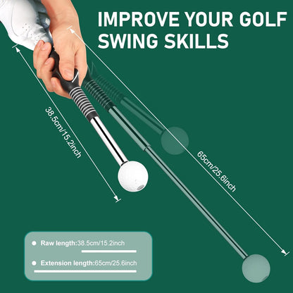 Golf Grip Swing Training Aid - Retractable Click Club Trainer Indoor Practice Warm up Stick Flexible Telescopic Short Club Tempo Sound Release Trainer Devices