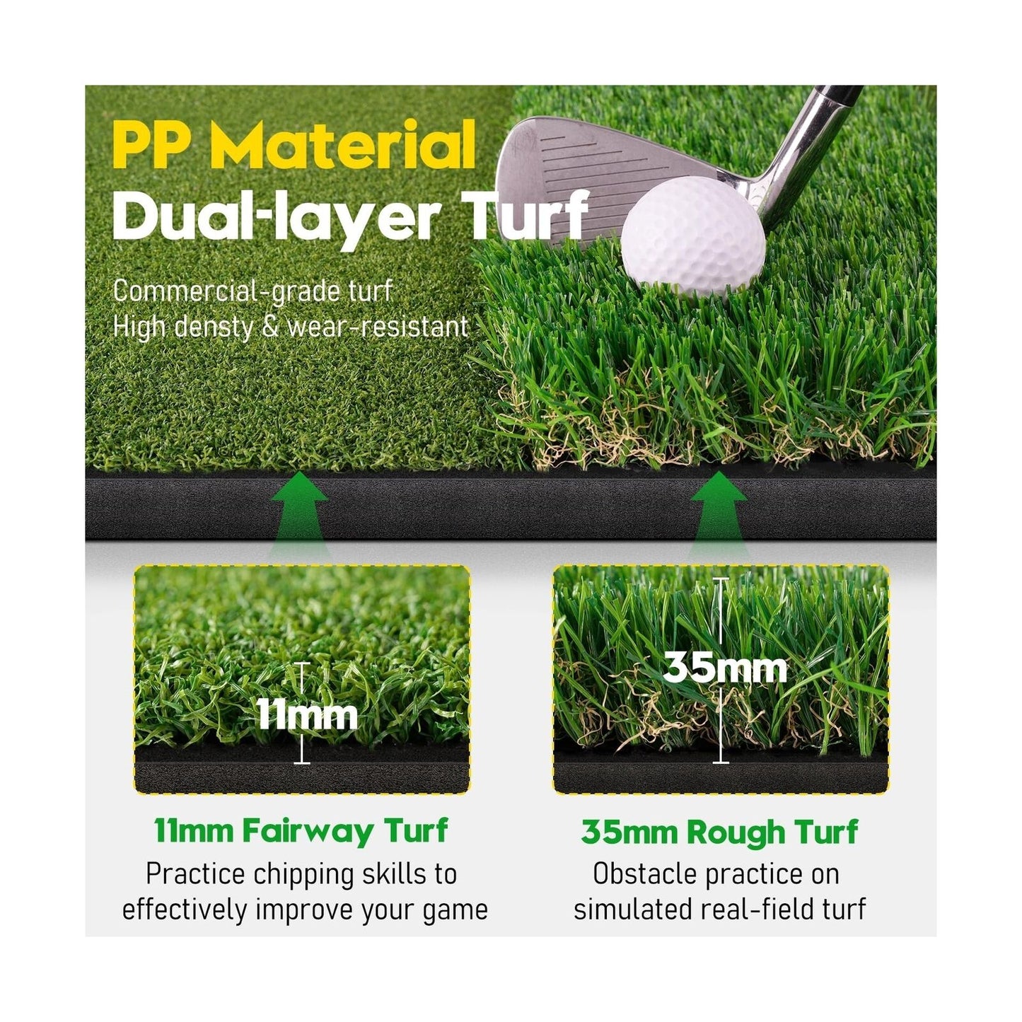 Premium Dual-Turf Golf Mat with Ball Tray, 5X4 FT Golf Hitting Mats Practice ...