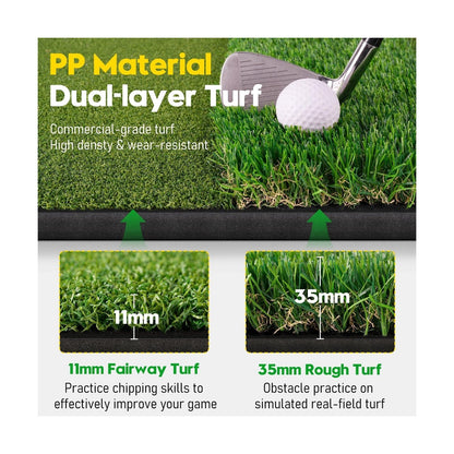 Premium Dual-Turf Golf Mat with Ball Tray, 5X4 FT Golf Hitting Mats Practice ...