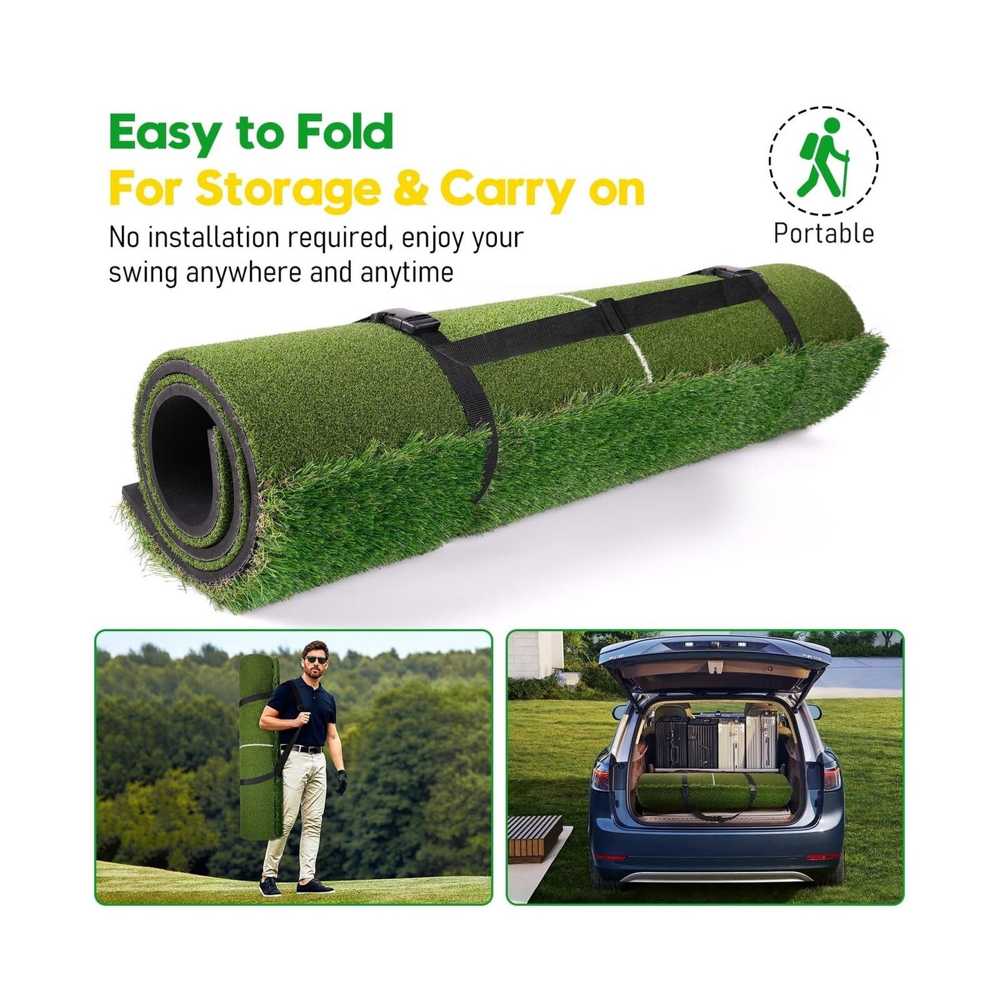 Premium Dual-Turf Golf Mat with Ball Tray, 5X4 FT Golf Hitting Mats Practice ...