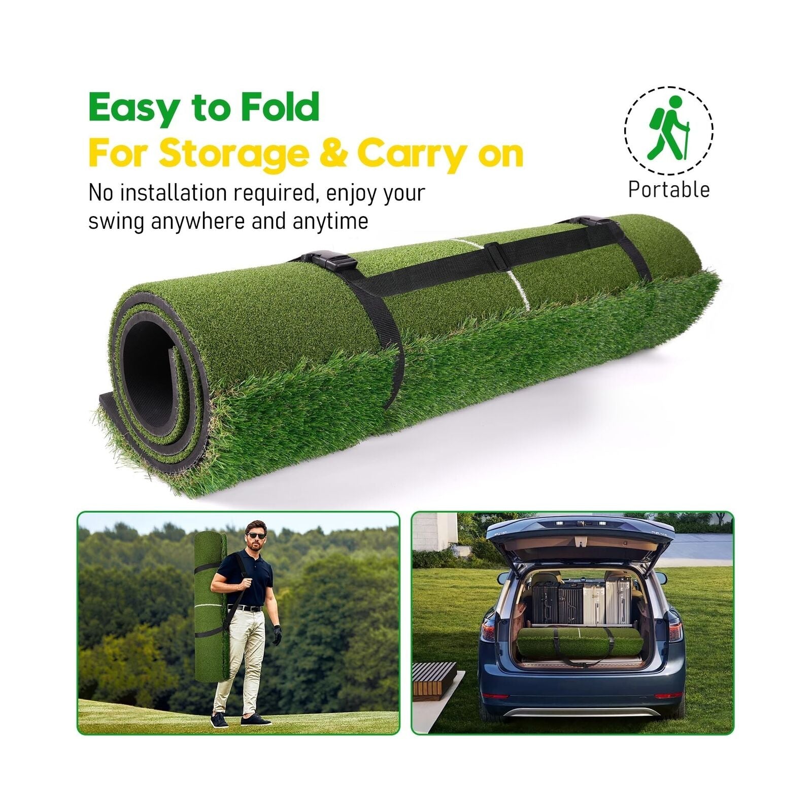 Premium Dual-Turf Golf Mat with Ball Tray, 5X4 FT Golf Hitting Mats Practice ...