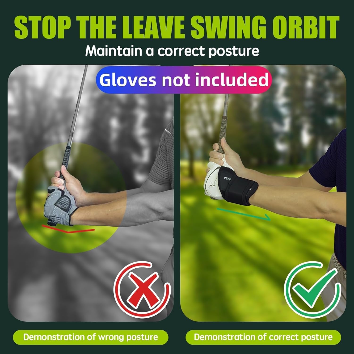 Golf Wrist Training Aid, Golf Swing Training Aid,Adjustable Golf Wrist Brace, Wrist Band for Swing Correction, Alignment Practice Tools for Golf Beginners, Fit Left Hand, Small/Medium, Black