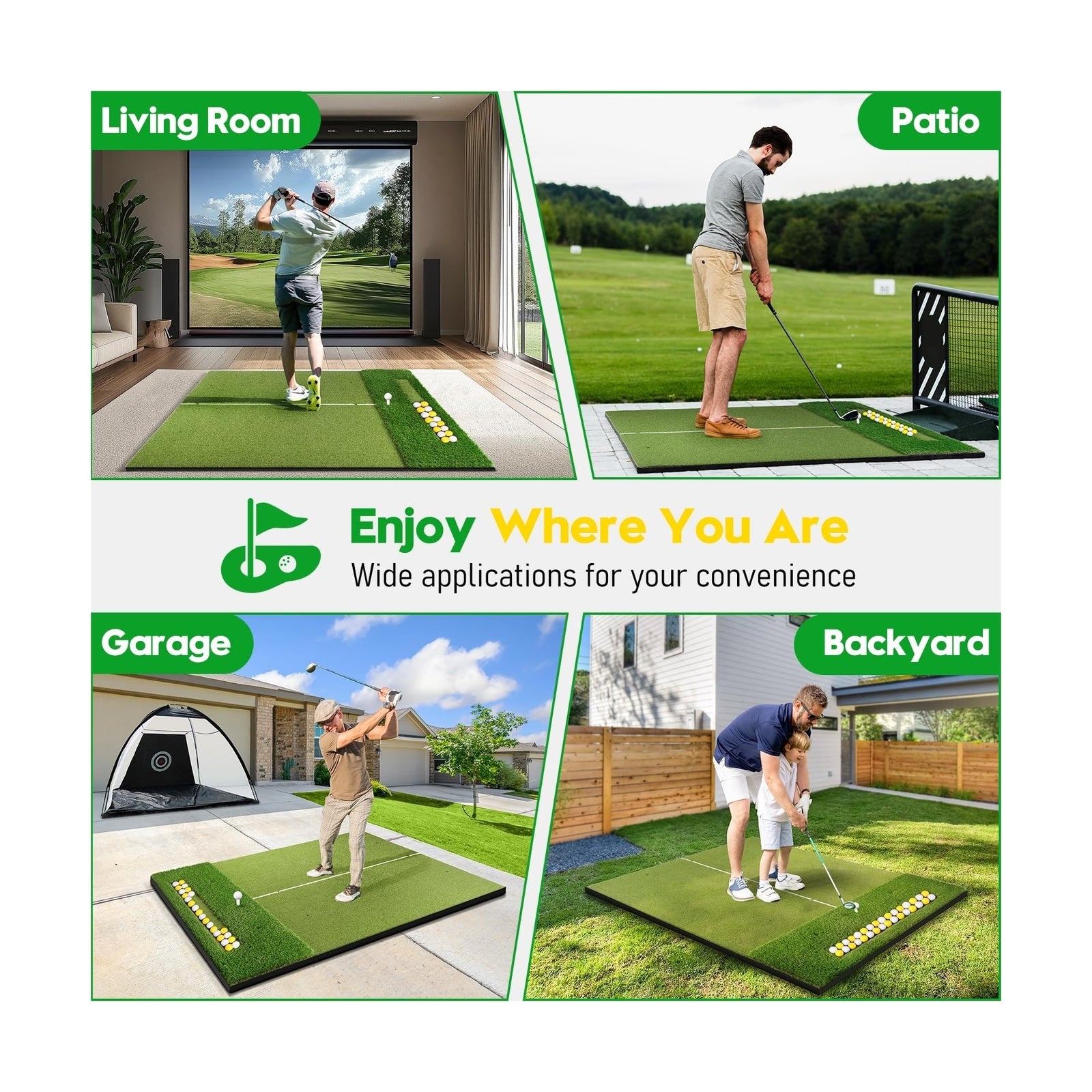 Premium Dual-Turf Golf Mat with Ball Tray, 5X4 FT Golf Hitting Mats Practice ...