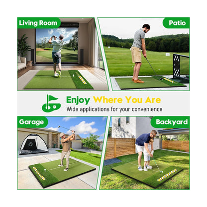 Premium Dual-Turf Golf Mat with Ball Tray, 5X4 FT Golf Hitting Mats Practice ...