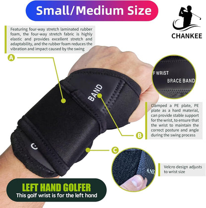 Golf Wrist Training Aid, Golf Swing Training Aid,Adjustable Golf Wrist Brace, Wrist Band for Swing Correction, Alignment Practice Tools for Golf Beginners, Fit Left Hand, Small/Medium, Black