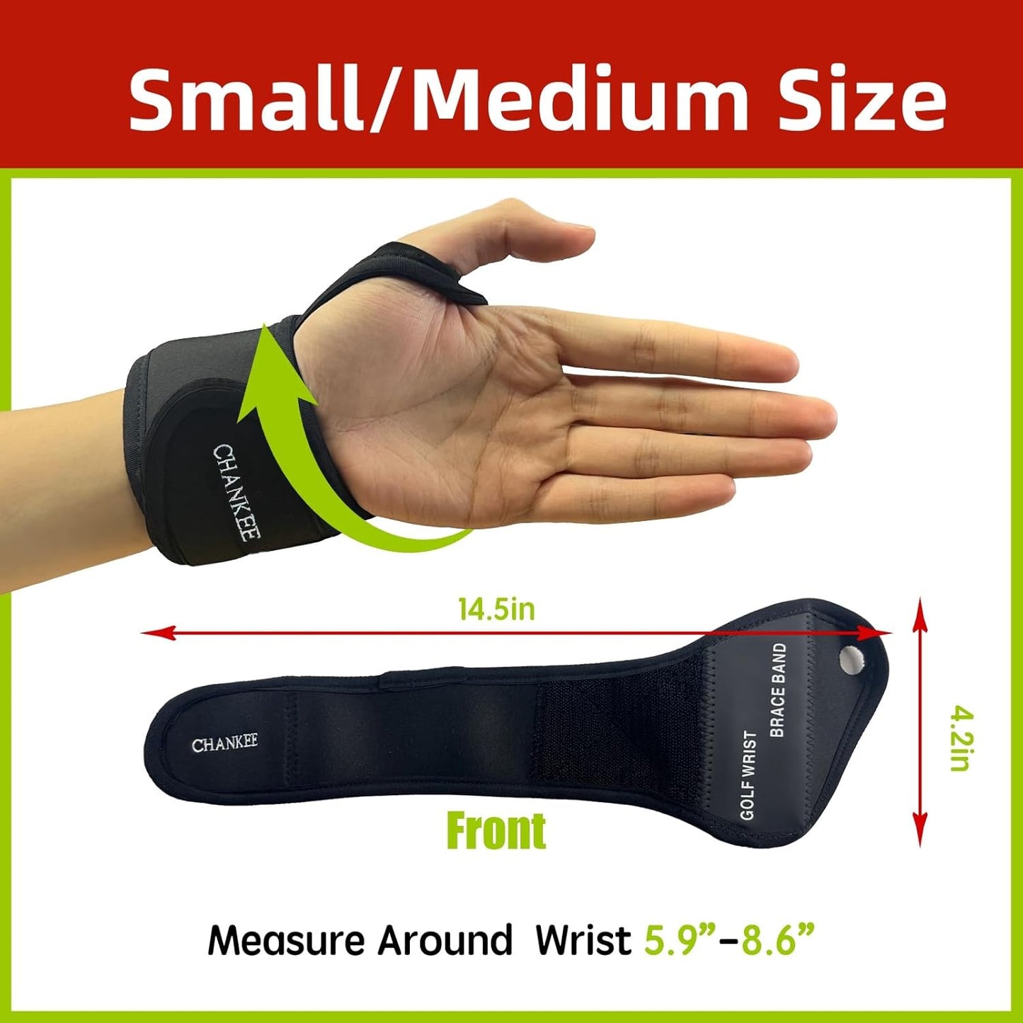 Golf Wrist Training Aid, Golf Swing Training Aid,Adjustable Golf Wrist Brace, Wrist Band for Swing Correction, Alignment Practice Tools for Golf Beginners, Fit Left Hand, Small/Medium, Black